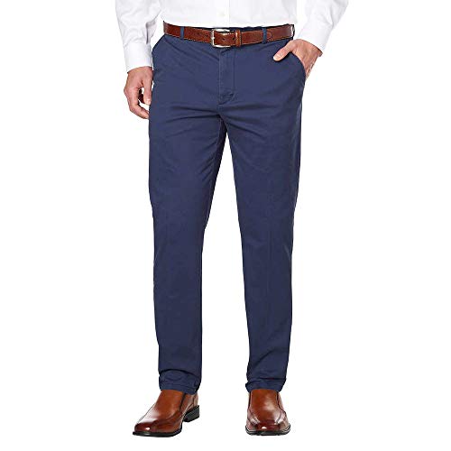 IZOD Men's Performance Stretch Straight Dress Pant (34W x 32L, Navy)