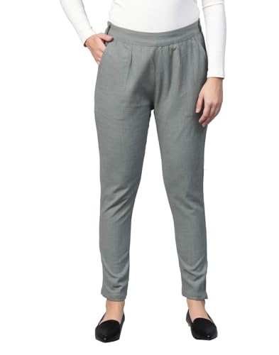 Yash Gallery Women's Regular Fit Mid Rise Solid Cotton Slub Ankle...