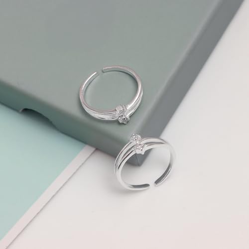Image of TRUESILVER ACPL 925 Sterling Silver Toe Rings for Women (Adjustable) BIS Hallmarked Multi-Design Bichiya | Pure Chandi Foot Jewelry | Gift for Mom, Anniversary, Birthday, Wedding