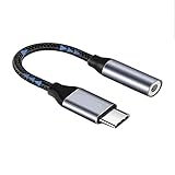 PeoTRIOL USB C to 3.5mm Dongle Adapter, Type C Headphone Audio Jack Cable Cord Hi-Fi DAC Chip for iPad Air 5th, Samsung Galaxy S22 S21 Ultra Z Flip Note 20, Pixel 6/5 (1pcs)