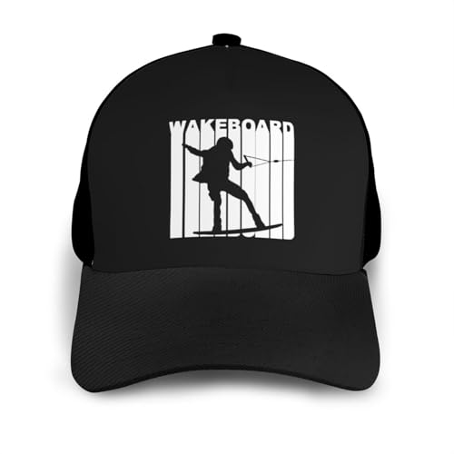 Silhouette Wakeboard Bonnets Curved Brim Mesh Baseball Cap Casual Sun Hat Unisex3