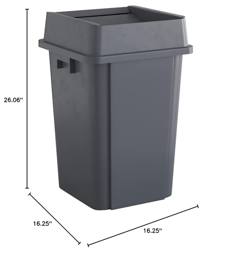 Image of 19 Gallon Grey Square Commercial Trash Can with Lid