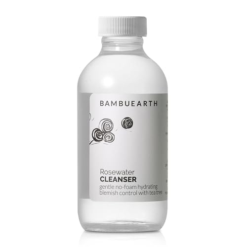 BAMBU EARTH Rosewater Face Cleanser (4 oz) - Helps Hydrate, Balance, and Soothe - Non-Foaming, Vegan, Alcohol-Free Cleanser with Organic Rosewater to Support Skin's Barrier