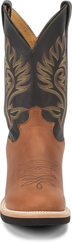 Justin Paluxy 11" Western Boot for Men, Midnight Black Leather, Gold Stitching, Round Toe, Comfort Insole, Durable Outsole3