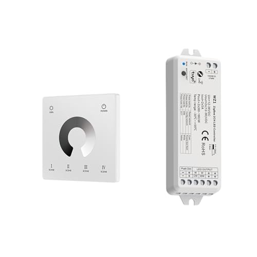 2-in-1 LED �R���g���[���[ 12V 24V ���� CCT WWCW �X�g���b�v���C�g�R���g���[�� �^�b�`�����R�� Alexa �� �X�}�[�g���C�t�A�v���p(WZ1 TW1-W)