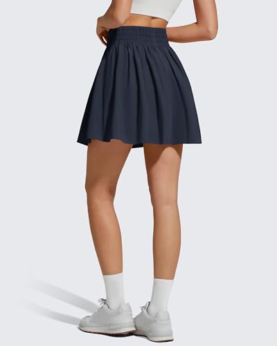 G4Free Tennis Skirts Casual Summer A Line High Waist Golf Skorts with Pockets Soft Lightweight Running Workout Athletic Skirts with Shorts Underneath(Dark Navy,L) — view 5