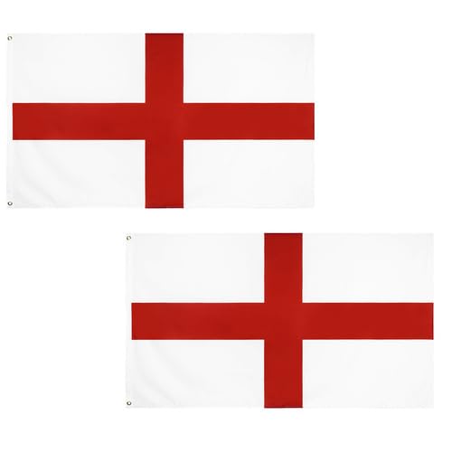 St Georges Flag 5ft x 3ft, Large England Flag with Brass Grommets, Durable Banner for Parade, Garden, Home & Patriotic Events (2PCS)