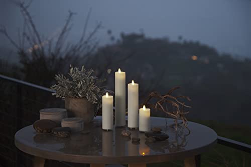 Image of Luminara Outdoor Slim Pillar Flameless LED Candle, Ivory 2 inch x 6.5 inch, Moving Flame Weather Resistant Timer Ready Battery Operated Safe Melted Edge