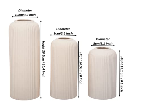 Image of KREATIVE ART'S White Flower Vase for Living Room | Ceramic Vase for Home Decor | Home Decoration Items for Living Room & Hall | White Ceramic Vase Set of 3