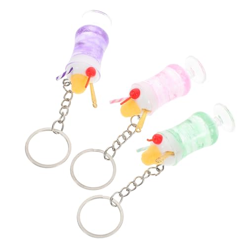 BESPORTBLE 3 Piezas keychains llavero taza de te miniatura vaso hielo llavero de té mini llavero encantos de la taza de café de resina mini comida bebidas botella juguetes abdominales