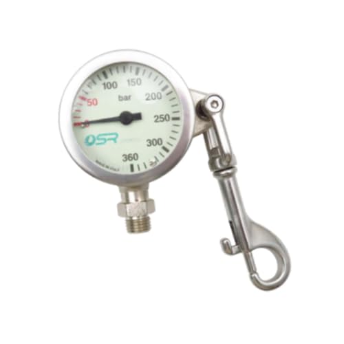 Teruyol Diving Pressure Gauge Compact with Hook Sturdy 350Bar High Pressure Gauge Metal