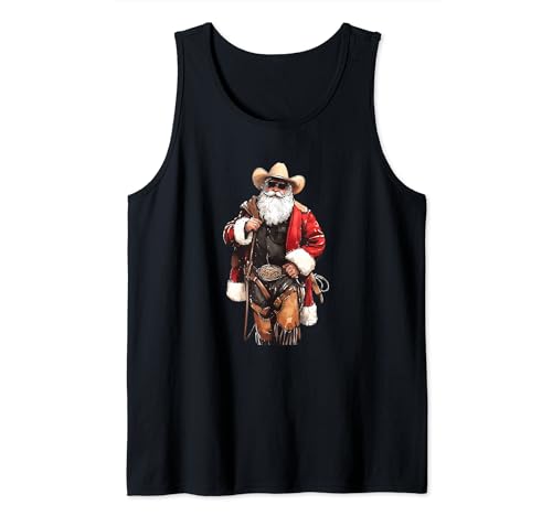 Hola, Santa Rodeo Country Western Cowboy, Feliz Navidad Camiseta sin Mangas