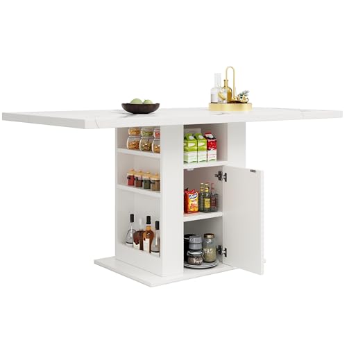 dowowdo Küchentisch mit Stauraum 140x75 cm, Platzsparender Esstisch mit...