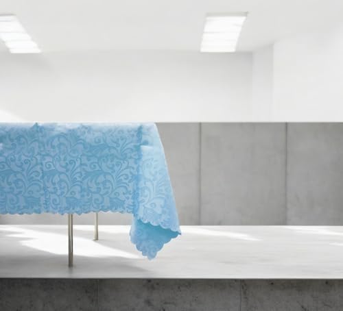 Super Mundo - Mantel Mesa Cuadrado Antimanchas, Impermeable, Lavable, Poliéster 100% 140x140CM, Azul