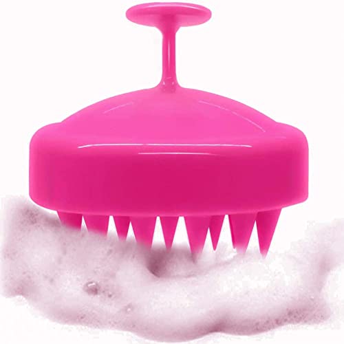 EPISKEY® Scalp Massager Shampoo Brush with Soft & Flexible Silicone Bristles for Hair Care and Head Relaxation, Ergonomic Scalp Scrubber/Exfoliator for Dandruff Removal and Hair Growth, Pink (PINK-35)