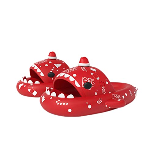 Zureto Shark Slides Original, Unisex Sharky Chanclas, Cloud Shark Home Spa Hausschuhe Sandalen (Christmas Red, adult, women, numeric_38, numeric_range, eu_footwear_size_system, numeric_39, medium)