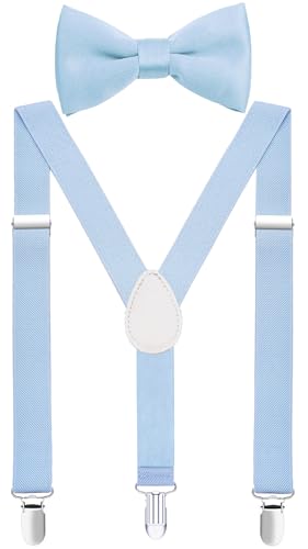 BODY STRENTH ボーイズ メンズ サスペンダーと蝶ネクタイセット 伸縮性 調節可能, ブルー, 30" (about 3-8 years old)の商品画像（Amazon）