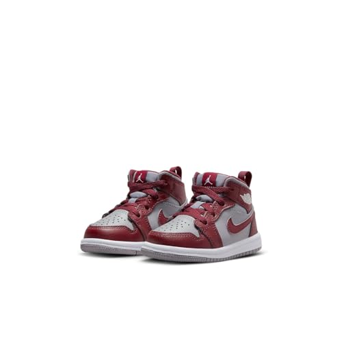 Jordan Toddler Air Jordan 1 Mid Retro Basketball Shoes Cherrywood Red Cement Grey White Sneakers