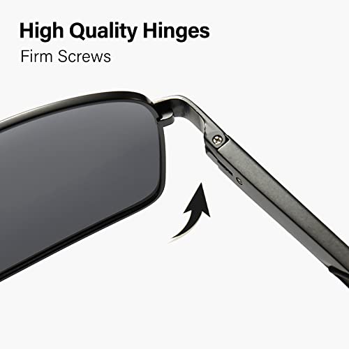 ANRRI Square Aviator Sunglasses for Men Polarized Metal Sun Glasses Frame UV400 Protection Driving Fishing Sports Eyewear4