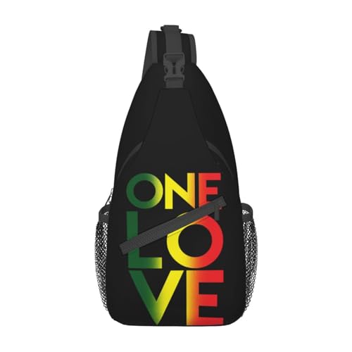 Bolso cruzado One Love Rasta jamaicano ajustable para hiking miniatura 1