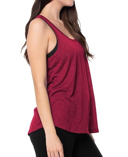 Image of Sexy Basics Women's Everyday Flowy Burnout Slub Racer Back Tanks | Active Workout Tops | Multi Packs & Colors