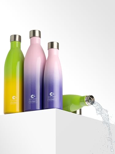 Image of Clay Craft Vacbott Gerald Dual Tone Insulated Double Wall|18 Hours Hot and 24 Hours Cold Water Bottle Vacuum Insulated|Thermosteel|Flask 500ml Bottles|BPA-Free|BIS Certified|1Year Limited Warranty