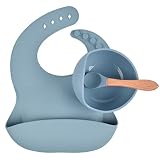 👶 DISEÑO IDEAL: el babero de silicona para bebés y niños, está diseñado con botones de anclaje en el cuello, con ajuste cómodo y práctico para el niño. El cuenco de silicona tiene una ventosa de firme sujección que le hará más secilla la alimentación de su hijo.