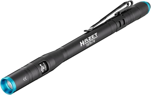 Hazet LED Stiftleuchte 1979-74 fokussierbar 500 Lumen 3 Helligkeitsstufen USB-C Ladefunktion Li-Ion Akku oder Batterie IP44 158 mm 100 m Leuchtweite