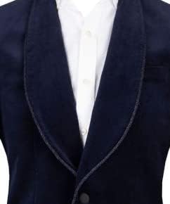 Men's Velvet Blazer Shawl Lapel One Button Velour Suit Jacket Tuxedo Jackets Navy Blue for Wedding Prom Party Dinner Coat4