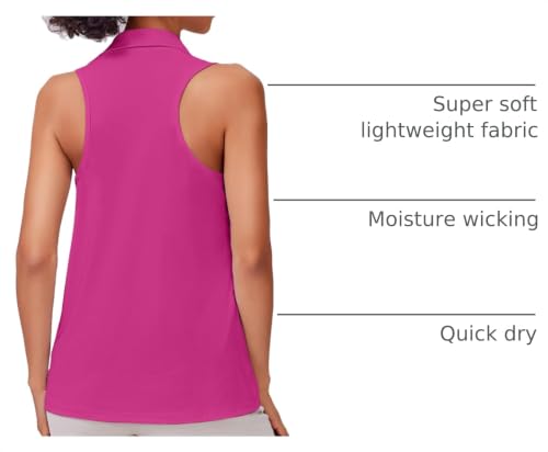Image of PINSPARK Womens Golf Shirt UPF 50+ Sleeveless Collared Shirts Quick Dry Tennis Polo V-Neck Racerback Athletic Workout Tank