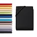 Produktbild Hometex Premium Textiles Spannbettlaken Spannbetttuch 90-100 x 200 cm, Bettlaken Jersey aus 100% Baumwolle, Matratzen bis 23-25 cm, Oeko-TEX Made IN Green, Schwarz