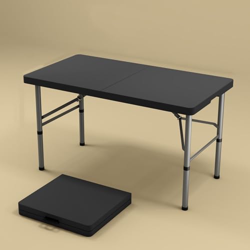 Table pliable portable camping réglable en hauteur table jardin noire