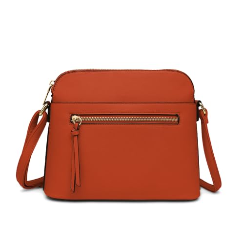 LA TERRE Small Crossbody Bag, Dome Shoulder Bag with Zipper Pocket Adjustable Strap
