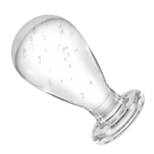 Image of ferch Huge Head Glass Butt Plug, Crystal Anal Plug Sex Toys Pleasure Bomb Plug Personal Sex Massager for Couple, 4.1 * 2in(M)