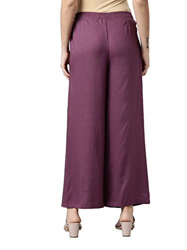 Image of GO COLORS Soft Viscose Basic Palazzo Full Length for Women| Breathable, Mid Rise, Relaxed Fit