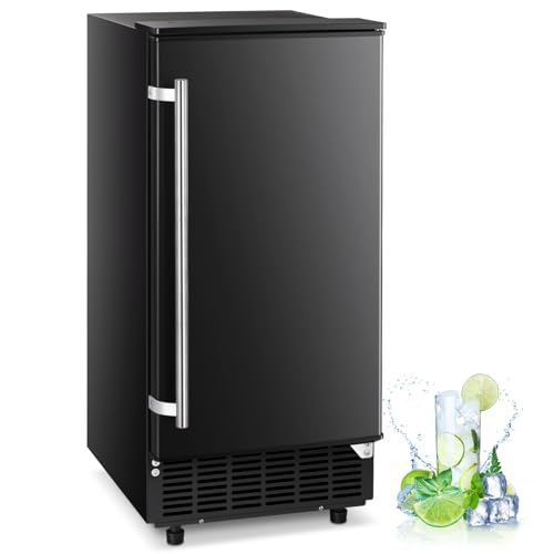 Kismile Commercial Under Counter Ice Maker Machine,80Lbs/Day,Built-in Ice Maker with Drain Pump,24H Timer&Self-Cleaning, Reversible Door,Under Counter Ice Cube Machine for Home,Office(Black)