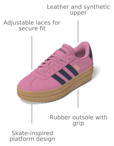 Image of adidas Womens Vl Court Bold Lace Up Sneakers Shoes Casual - Pink