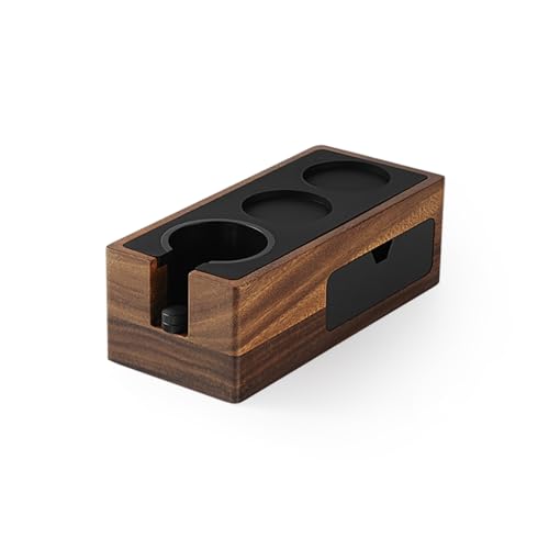 MHW-3BOMBER Espresso Tamping Station, 4 in 1 Walnut Espresso Organizer Box with Magnetic Drawer for Storage 51-58mm Espresso Tamper,Distributor,Portafilter and Espresso Accessories,CH6718