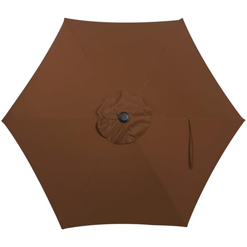 Image of Blissun 7.5 ft Patio Umbrella, Yard Umbrella, Outdoor Market Umbrella with Push Button Tilt Crank, Brown