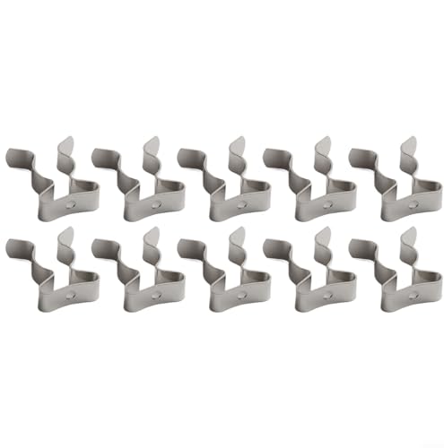 10 Pcs Spring Terry Clips, Industrial Grade Manganese Steel Snap Fastener for Organizing Tools Brushes Hoses in Shed Cabinet Garage Wall Rack Silver(12mm)