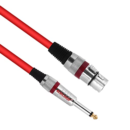 Image of Mic Cable 6.35mm Jack Male To XLR 3PIN Female Cord Wire For Microphone /Guitar Cable 20 Meter.Red,1pc pack. (20 Meter /65.6 Feet) Red Cable