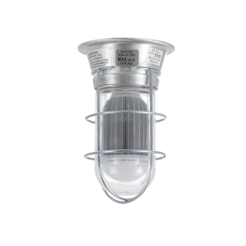 Image of OCS Parts Commercial Kitchen Canopy Hood and Walk-in Refrigeration Lighting | Light Fixture, Globe, LED Light Bulb, and Wire Guard (Fixture + Bulb + Wire Guard)