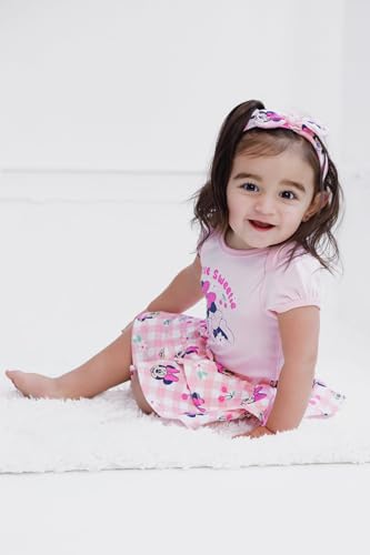 Disney Minnie Mouse Baby Girls Bodysuit, Skirt and Headband 3 Piece Outfit Set Newborn to Infant Sizes (Newborn - 24 Months)4