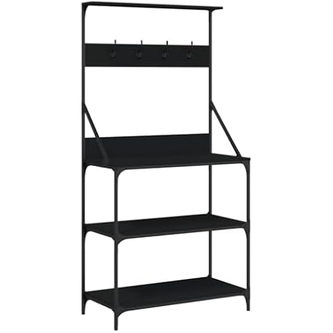 vidaXL 4-Tier Microwave Stand with Hooks Cover