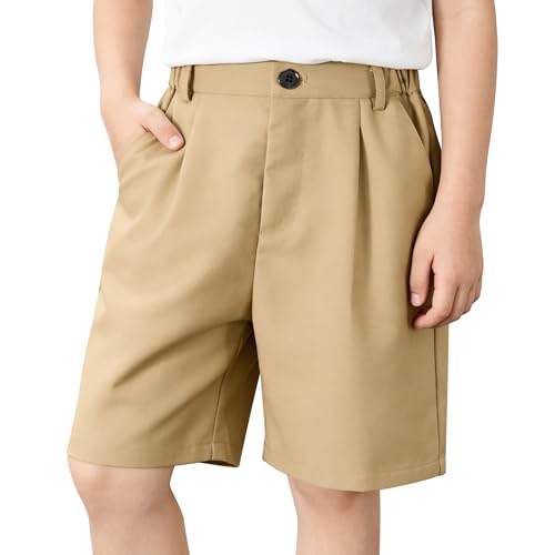 Image of LOLANTA Boys Dress Shorts, Kids Summer Shorts School Uniform Outfit,Flat Front, Solid, Adjustable Waist 2-14 Years