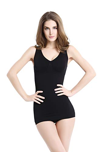 Mystiqueshapes Women Shaper Tank Top/Camisole Cami Shapewear w/Removable Pads + Extra Magic Boost Padsâ€¦ (XXL, Black)