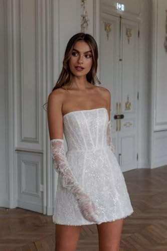 Short Wedding Dresses for Bride 2025 Lace Applique Boho Mini Bridal Dress for Bride3