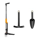 Fiskars Ergonomic Set Base da Giardino, 3 Pezzi, Estirpatore