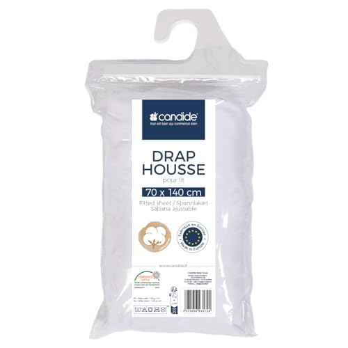 Drap housse Jersey coton 70x140cm Blanc en maille premium