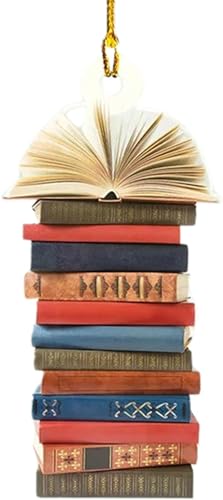 Adorno de Corazón para Amantes de los Libros - Decoración Acrílica para Árbol de Navidad - Regalos y Decoraciones